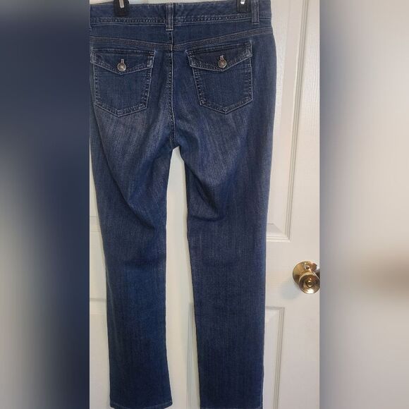 BASS Heritage 6 Blue Straight Leg Dark Wash Denim Women's Classic Jeans - Picture 7 of 7